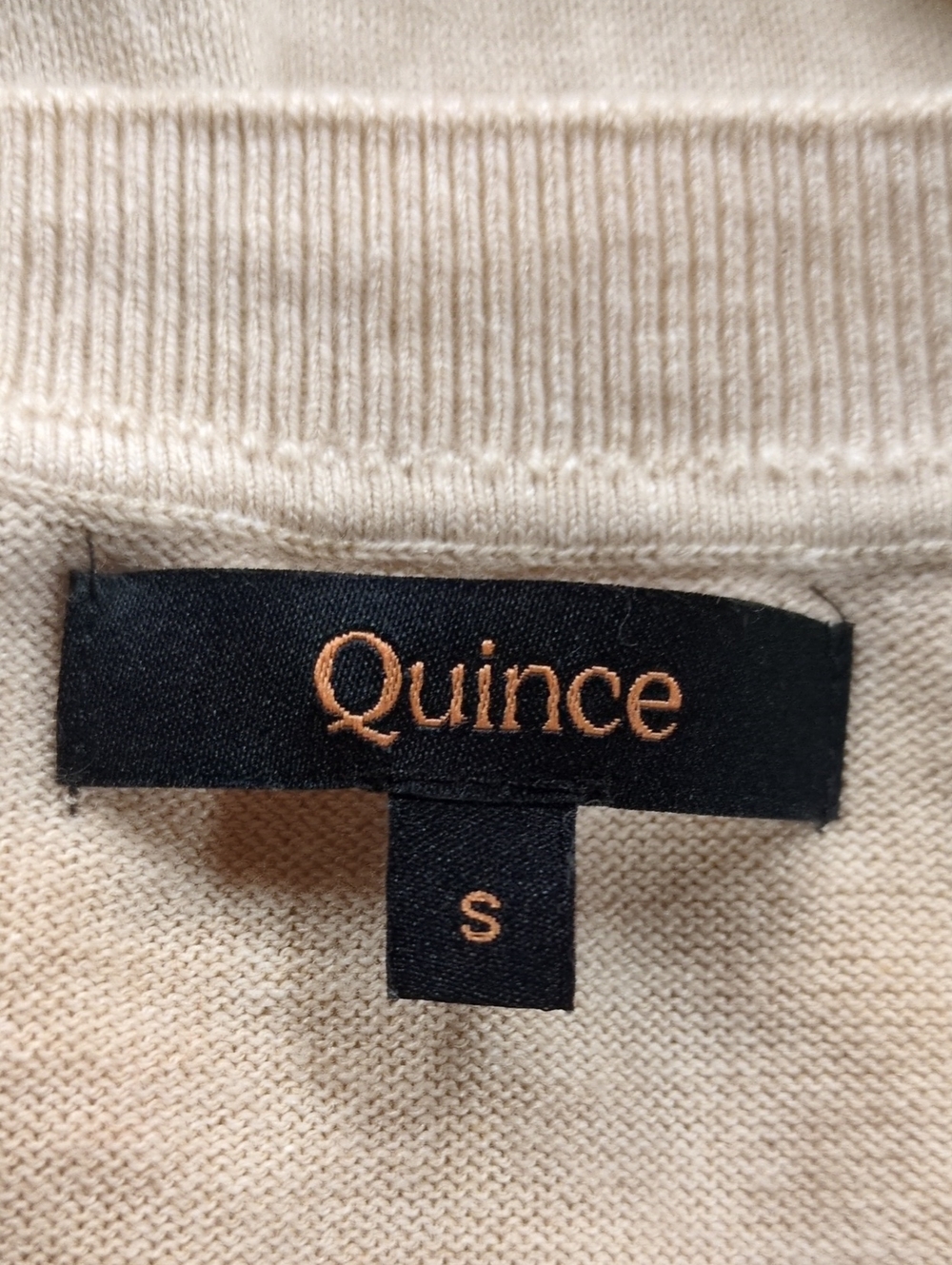 Quince Lightweight Cotton Cashmere V-Neck Sweater Heather Oatmeal Size Small - Picture 5 of 8
